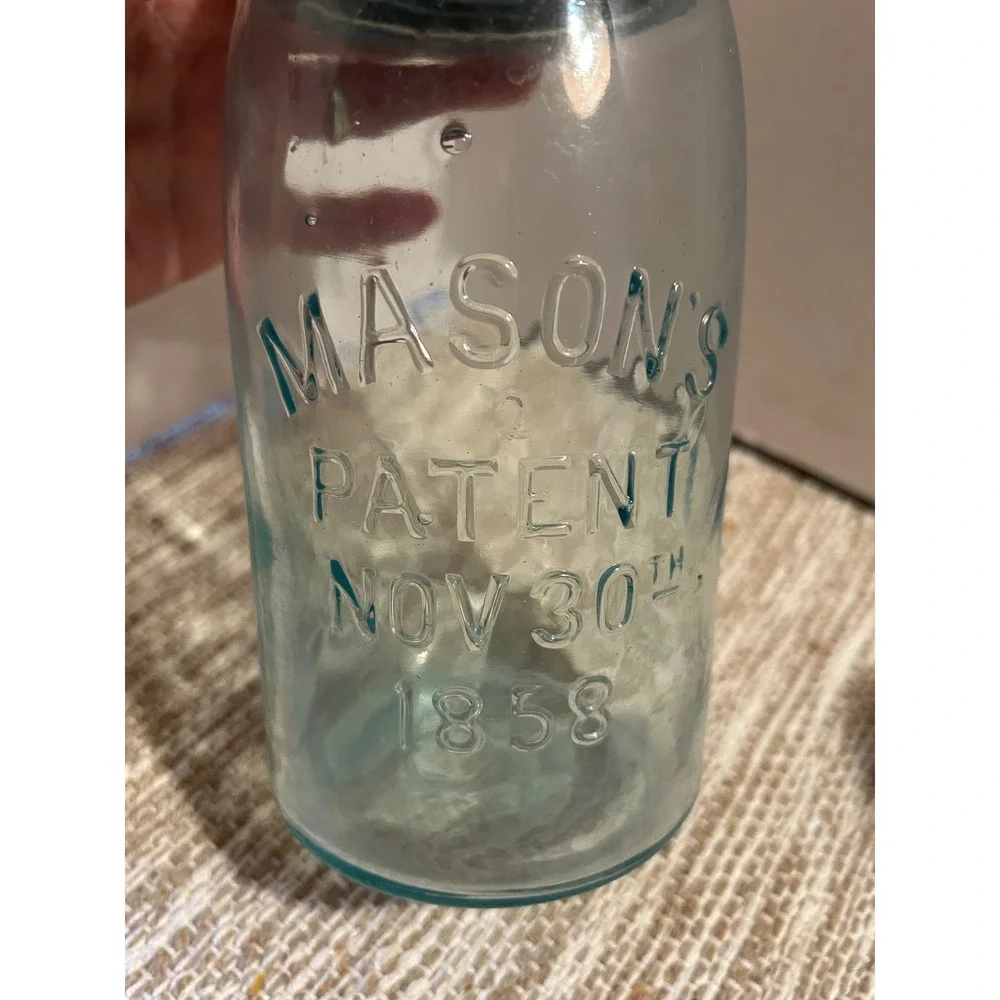 Vintage Ball Ideal Atlas Strong Shoulder Mason Patent 1858 Glass Jars Set of 3